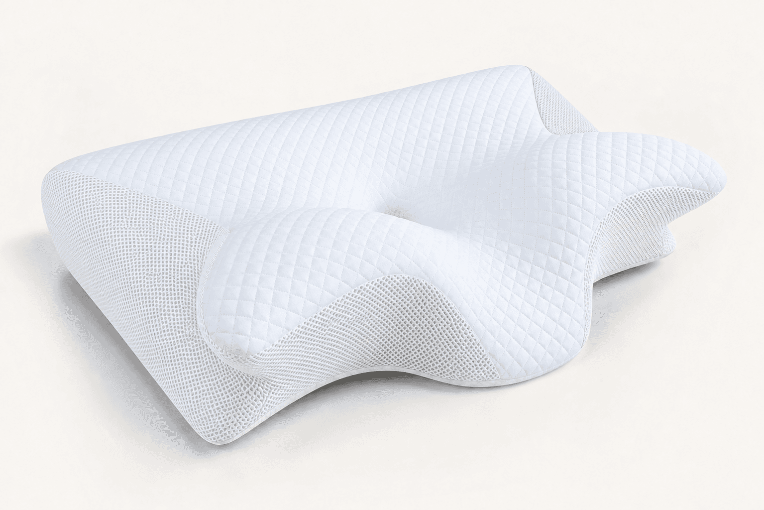 Lyseblå Butterfly nakkepude i memory foam på hvid baggrund